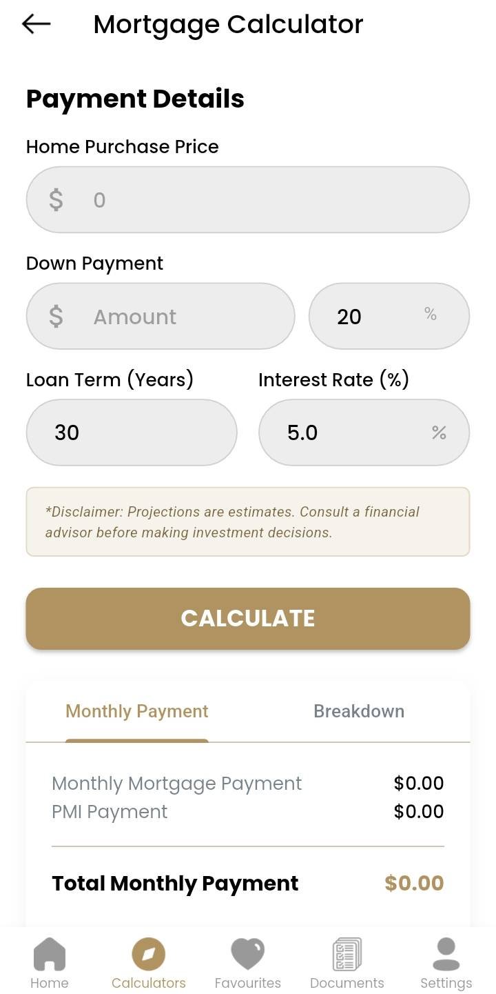Investment calculator dashboard